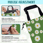Car Trash Bag Green Daisy Flowers Spring Hanging Drawstring Car Organizer and Storage Bag with Adjustable Buckle Canvas Garbage Bin for Back Seat or Hanging Headrest Car Decor Road Trip Essentials