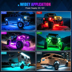 LED Rock Lights for Trucks 14 Pods,RGB Rocklights with App & Remote Control, Underglow Rock Light Kit for Trucks UTV ATV Golf Cart RZR
