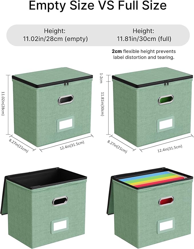 Oterri 1 Pack File Organizer Boxes with Lids, File Box with Mesh Pockets, Document Organizer Box for File Folders Letter Size