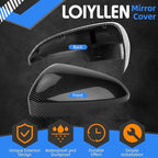 Driver Side Mirror Cover Replacement for Ford Fusion 2013 2014 2015 2016 2017 2018 2019 2020 2021 2022 - Left Side Mirror Covers, Rear View Mirror Cap Accessories Carbon Fibre, With Lamp
