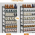 Large Shoe Rack 10 Tier Shoe Organizer, Heavy Duty Metal 5-Tier Stackable Shoe Storage Vertical Shoe Rack for Closet Front Do