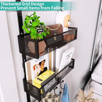 HapiRm Over The Door Hanger with Coat Hooks and 2 Baskets, Rustproof & Waterproof Over The Door Hooks, Storage Organizer for 