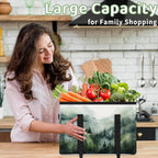 Reusable Grocery Bags Heavy Duty Shopping Bags Foldable Large Tote Bags with Long Handles & Hard Bottom