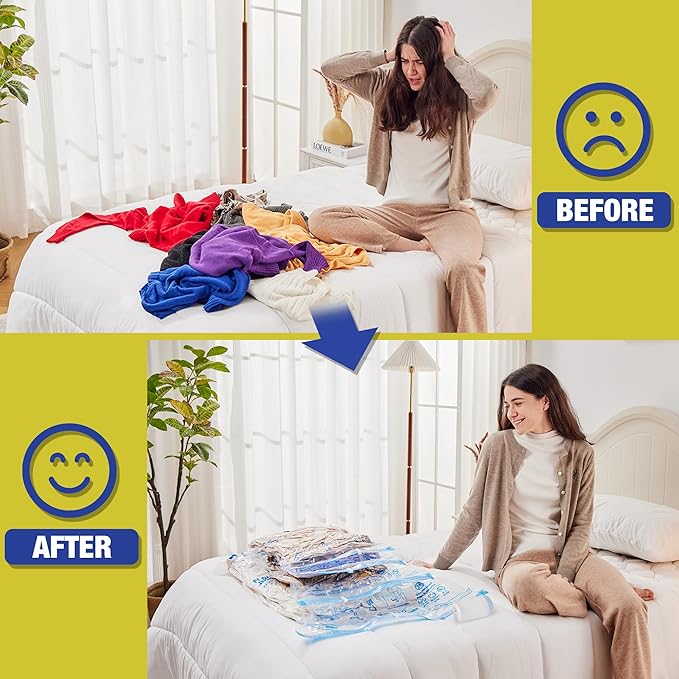 Travel Vacuum Bags with Electric Pump for Luggage and Suitcase, Vacuum Seal Compression Packing Bags for Clothes Clothing, Co