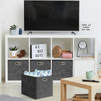 Posprica 13x15x13in Collapsible Storage Bins, Fabric Foldable Cube Storage Boxes, Decorative Storage Baskets Organizer for IK