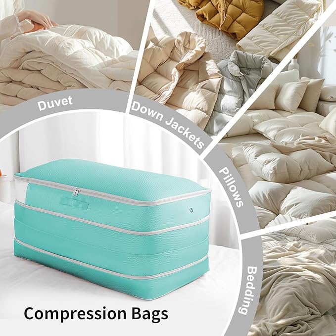 Comforter Storage Bag - Large Capacity Bedding Storage Bags Ultra Space Saving Self Compression Organizer, Washable Compressi