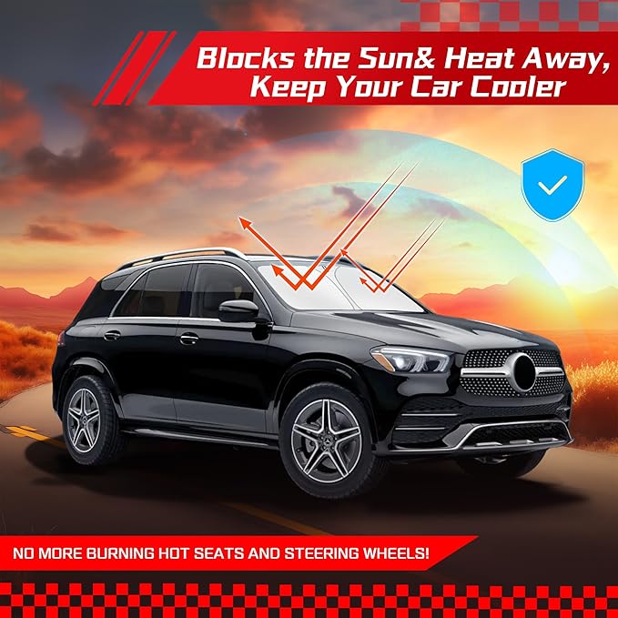 ARISMOTOR Windshield Sun Shade for Mercedes Benz GLE 350 450 2020-2025 2026, Custom Fit Foldable Front Window Sunshade Sun Visor Protector, Block UV Rays Keep Your Car Cooler