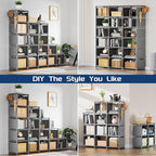 Mavivegue Bookshelf,18 Cube Storage Organizer,Extra Large Book Organizer,Tall Bookcase Shelf,Book Cases/Shelves,Grey Cube She