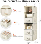 Vailando 6-Shelf Hanging Closet Organizer with 3 Drawers, 2 Separable 3-Shelf Closet Organizers and Storage for Wardrobe Orga