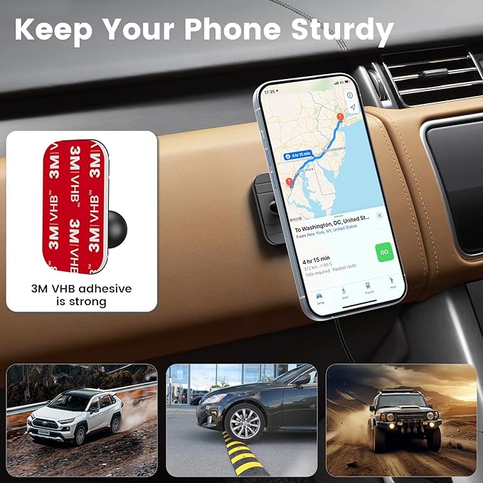 OHLPRO 15W Magsafe Car Mount Charger for iPhone 17, Fast Wireless Charging Magnetic CD Slot Holder with 3M Adhesive Base for Dashboard, Aluminum Shell, Compatible with iPhone 16 15 14 Series, Black