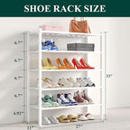 Smiry Shoe Rack, 5 Tier Bamboo Shoe Organizer, Stackable Free Standing Wooden Shoe Storage Shelf for Closet, Entryway, Front 