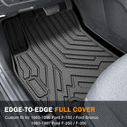 KUST Floor Mats for 1980-1996 Ford F-150/Bronco, for 1980-1997 F-250/F-350, All Weather Floor Liners Bronco Accessories Car Mats TPE Rubber High Edge, Front Side 2PCS