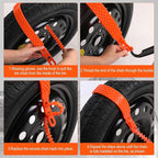 12 Pcs Heavy Duty Anti Skid Snow Tire Chains, Nylon Winter Snow Tracks with 2 Gloves and 1 Hook, Universal Emergency Car Tire