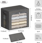 4 Pack Clothes Storage Bins with Metal Frame - 36L Stackable Storage Box with Lid，Foldable Storage Container Organizer for Cl