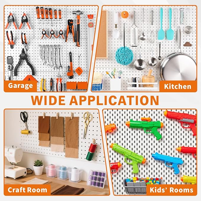 HORUSDY 309 PCS Pegboard Hooks Assortment Kit – 17 Types Heavy Duty Peg Board Hooks & Organizer Accessories – Fits 1/8 & 1/4 
