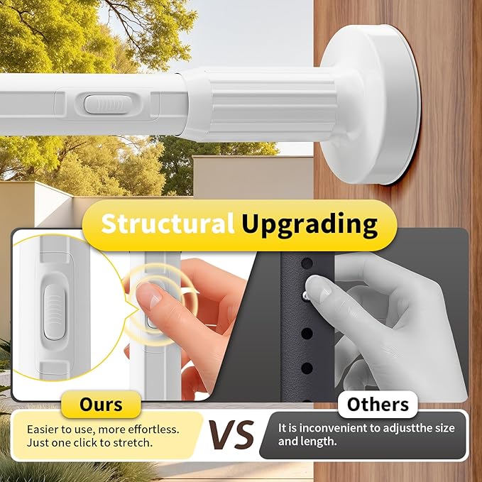 Tension Curtain Rod 41-173In-22Lb Outdoor Extra Long Curtain Rod No Drilling for Window or Bathroom Patio, Adjustable Heavy D