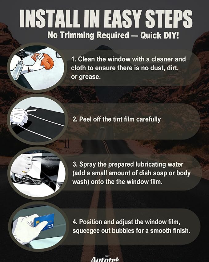 AUTOTEK Windshield Tint Strip for 2019-2026 Chevy Silverado 1500 Crew/Extended/Regular Cab | 2-Ply Car Sun Strip Tint with UV Protection & Anti-Glare, DIY Friendly Window Tint Film for Truck
