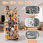 LAMU Stuffed Animal Storage Zoo, Wooden Stuffed Animals Organizer & Holder for Kids with Elastic Cords, Space Saving Plushies