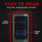 POCKET AIR Tire Inflator Portable Air Compressor by Bullseye Pro for Tires, Balls, Bike with Persta Valve, Auto Shut Off, Inflates in 2 Min, Cordless Rechargeable 4000MAH,100 PSI, SoS Light