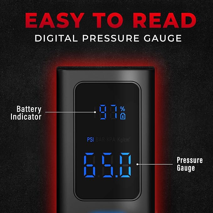 POCKET AIR Tire Inflator Portable Air Compressor by Bullseye Pro for Tires, Balls, Bike with Persta Valve, Auto Shut Off, Inflates in 2 Min, Cordless Rechargeable 4000MAH,100 PSI, SoS Light