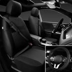 CAR PASS Universal 13PCS 3D Air Mesh Car Seat Covers -100% Breathable Seat Covers Full Sets Steering Wheel and Belt Cover Airbag and Rear Split Bench Compatible for Automotive SUV Truck (Pure Black)