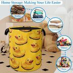 Cute Yellow Ducks Laundry Basket Collapsible Laundry Hamper Oxford Storage Bin for Clothes Storage, Toy Organizer, Books and 