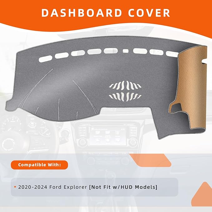 KEYOOG Dashboard Cover Dash Mat Fit for Fo-rd Explorer 2024-2020 (Without HUD Models),Car Dash Board Mat Anti-Glare Carpet,No