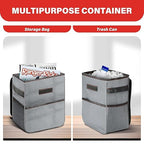 Simple Deluxe Car Trash Can, Multipurpose Bin with Lid and Storage Pockets, Collapsible Adjustable Straps and Portable Organizer, 2 Gallon, Grey