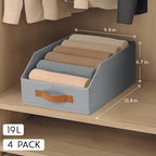 Homsorout Fabric Storage Bins for Organizing - 4 Pack Large Trapezoid Collapsible Storage Bins with Front Handle, Closet Orga
