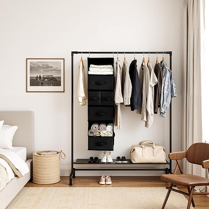 GRANNY SAYS Hanging Closet Organizer 6 Shelves, Closet Organization and Storage with 5 Different Drawers, 6 Side Pockets Ward
