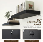 30 Inch Floating Shelves | 12 Inch Deep Black Floating Shelves Set of 2 | 30" W x 12" D Rustic Wood Shelves for Wall | Deep B