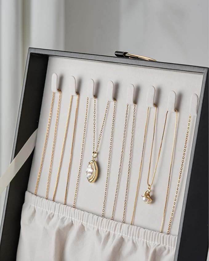 pickpiff 2 Layer Jewelry Box Organizer for Women, Jewelry Organizer with Handle & Removable Tray, Necklace Holder Ring Earrin