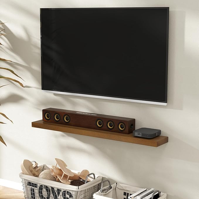 Marsmiles Wood Floating Shelves | 55 Inch Rustic Dark Wood Wall Shelves Set of 1 | 55" W x 7.7" D x 1.6" H Wooden Shelves for