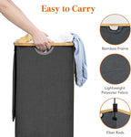 Lifewit 100L Laundry Basket with Lid, Clothes Hampers for Laundry with Bamboo Handles and 1 Removable Bag, Large Foldable Lau