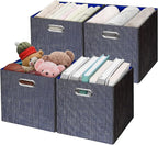 Posprica Storage Cubes,11×11 Foldable Storage Bins,Thick and Heavy duty Fabric Baskets - 4pcs,Blue