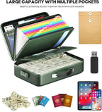 Fireproof Document Box, Hard Case Highly Flame-Resistant Fire Proof Waterproof File Organizer with Lock, Portable Fire Safe f