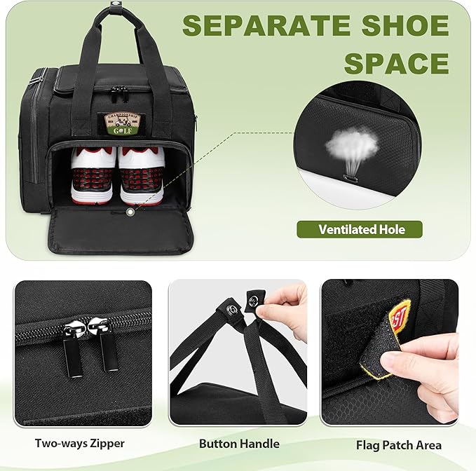 DSLEAF Small Golf Trunk Organizer Bag for Men & Women, Golf Car Locker with Bottom Shoe Space for A Pair of Shoes, Multiple