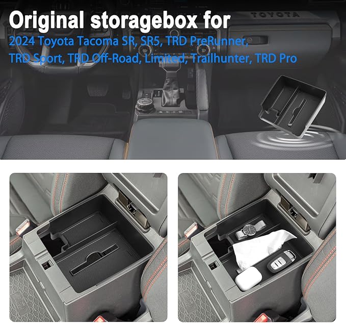 SHAOHAO for 2025 2026 Nissan Frontier Center Console Organizer Tray for 2022 2023 2024 2025 2026 Nissan Frontier Accessories Frontier (S, SV, Pro-X, Pro-4X, SL) Center Console Tray with Tissue Holder