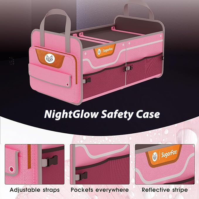 Car Trunk Organizer for SUV, 70L Heavy Duty Waterproof Trunk Organizer, Foldable Vehicle Organizer with Anti-Slip Base, 24x13.
