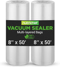 NutriChef Vacuum Sealer Bags 8x50 Rolls 2 pack Compatible with All Brands, Commercial Grade, Heavy Duty, Great for vac storag