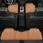 Motor Trend FlexTough Performance All Weather Rubber Car Floor Mats - 3 Piece Floor Mats Automotive Liners for Cars Truck SUV, Heavy-Duty Waterproof (Beige)