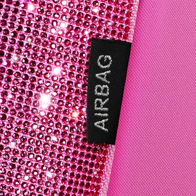 CAR PASS Hot Pink Bling Diamond Leather Car Seat Covers Full Sets, Waterproof Shining Glitter Sparkly Crystal Universal Armre