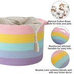 90L Large Blanket Basket,21.7"L x 21.7"W x 13.8"H Rope Woven Baskets with Handles, Toys Storage Bins,Laundry Basket Perfect f