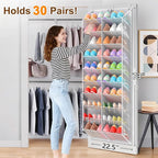 30 Pairs Over the Door Shoe Organizer, Breathable Mesh Pocket Hanging Shoe Storage for Closet, 10-Tier Door Shoes Rack, Handi