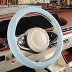 Nappa Leather Blue Steering Wheel Cover, Advanced Microfiber Leather Non-Slip Breathable Fabric, Warm in Winter and Cool in S