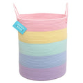 OrganiHaus Large Rainbow Woven Laundry Basket w/Handles 52L, Decorative Toy Storage Bin for Nursery, Colorful Blanket Basket 