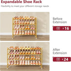 Tajsoon Expandable Shoe Rack for Closet 4 Tier, 29“-41“Adjustable & Stackable Shoe Shelf Storage, Metal Shoe Rack Organizer f