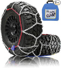 Auto Fixing Snow Chains for Pickup Trucks & SUVs, Heavy Duty Tire Chains with Self-Tensioning, Quick Install Emergency Tracti