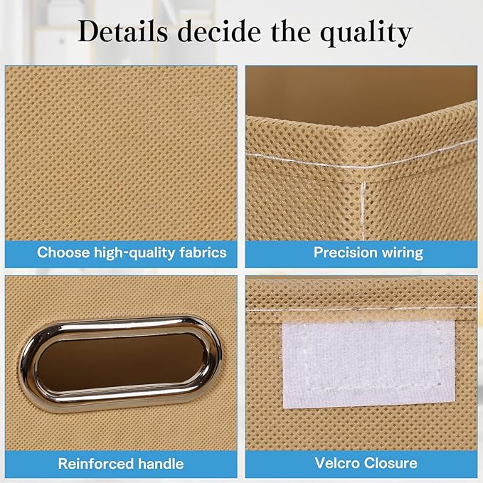 STOREONE Fabric Storage Cube Bins Foldable Organizer Container Collapsible Basket with Lids and Metal Handles, for Home, Bedr