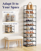 Kitsure Shoe Rack - 10-Tier Shoe Organizer with Detachable Fabric Shelves & Metal Frame, Tall Shoe Rack for Closet, Entryway,